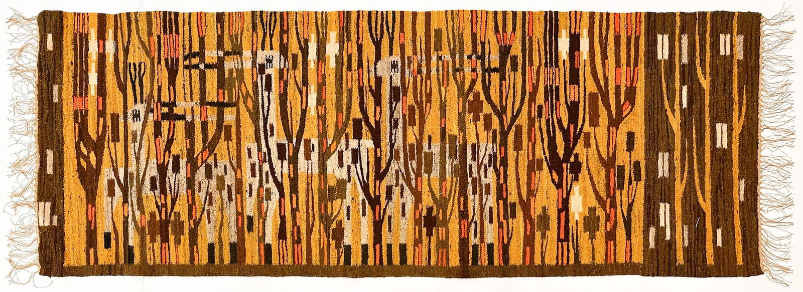 Midcentury Epelia Wool and Flax Woven Rug, Designed by K. Szczepanewski, Poland (1 of 3)