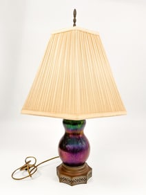 Loetz Style Irridescent Glass Table Lamp