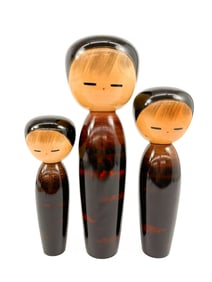 Lot of 3 Large Vintage Japanese Wooden Sosaku Kokeshi Dolls