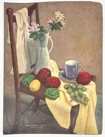 George Oka (20th Century) Oil on Art Board, Still Life, 1964