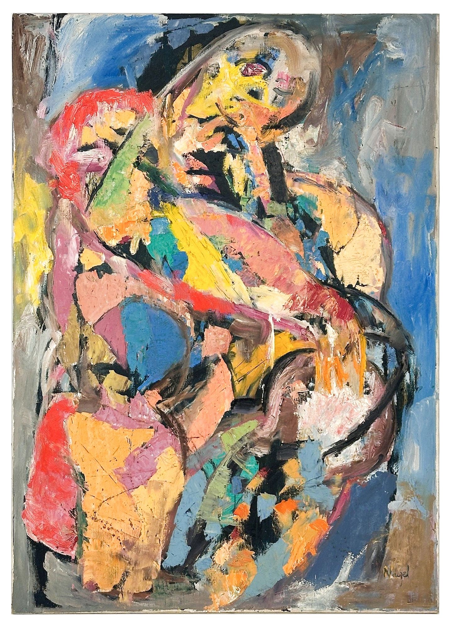 Charles Nagel (1934-2022) Midcentury Oil on Canvas Abstract Figure 1962 (1 of 5)