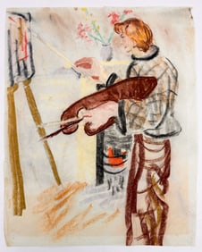 Lucy Harwood (1893-1972) Pastel on Paper, The Art Student
