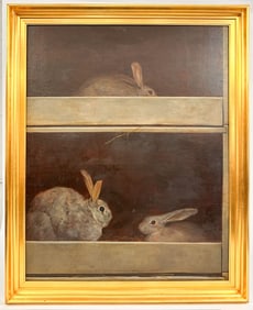 Bryan Westwood (1930-2000) Oil on Board, Rabbits