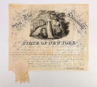 1837 NY Counselor License Signed by Samuel Nelson