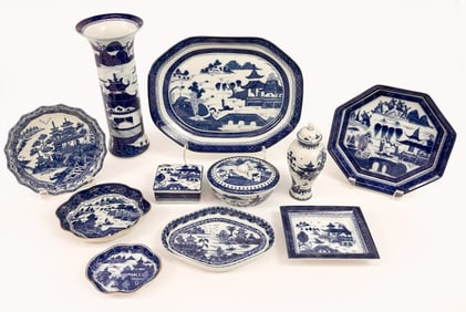 Lot of 11 Mottahedeh Blue Canton Porcelain