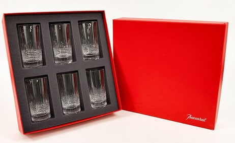 Box Set of Six Baccarat Nancy Crystal Highball Glasses