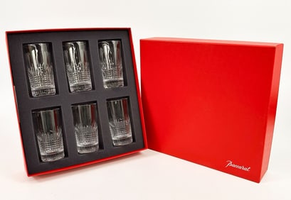 Box Set of Six Baccarat Nancy Crystal Highball Glasses
