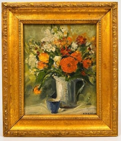Daisy Marguerite Hughes (1883-1968) Oil on Canvas, Untitled Still Life with Flowers