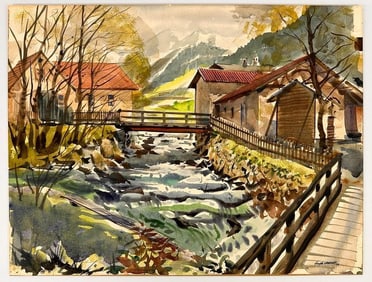 Hugh Laidman (1914-1989) Watercolor on Paper, St. Jodak, 1974