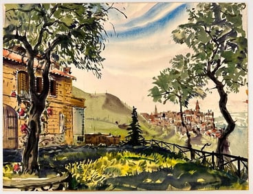 Hugh Laidman (1914-1989) Watercolor on Paper, Tivoli, 1974
