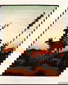 Helena May Seegert (1907-1975) Woodblock Print on Paper, Evening Watch