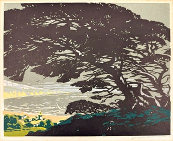 Samuel Hyde Harris (1889-1977) Woodcut on Paper, Coastal Landscape