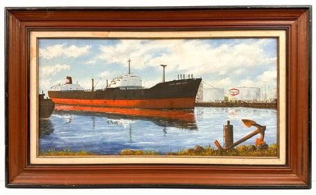 Henry Ketting Olivier (1924-2004) Oil on Canvas, Texaco Tanker, 1986