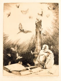 Mildred Bryant Brooks (1901-1995) Etching on Paper, Hotei Laughs On, 1936