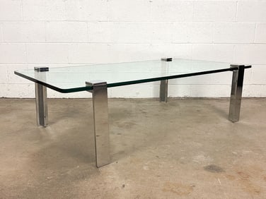 Glass & Chrome Steel Coffee Table