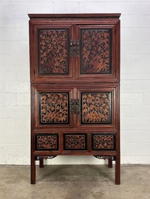 Chinese Carved Hardwood Compound Cabinet