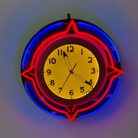 1990s Vintage Repro Whistline Oyster Neon Clock