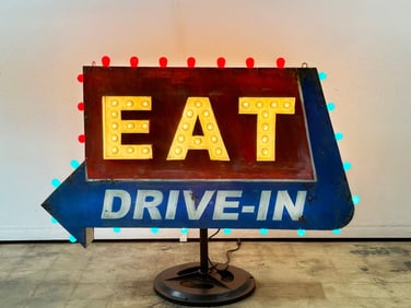 EAT DRIVE-IN Double Sided Vintage Repro Neon Sign