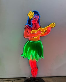 Hula Girl Tiki Hawaiian Vintage Repro Neon Sign