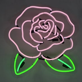 Blooming Pink Rose Neon Sign