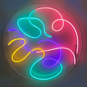 Futuristic Abstract Neon Sign Featured in Keanu Reeves Movie Bubba