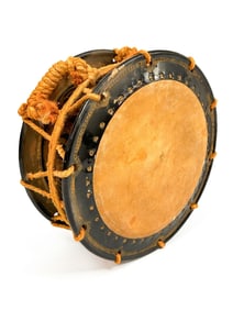 Vintage Japanese Shime Daiko Drum with Phoenix Design