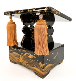 Antique Japanese Black Lacquer Yukahon Kendai Lecturn