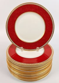 Set of 16 Wedgewood Ulander Powder Ruby Bone China Dinner Plates