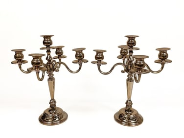 Pair of Vintage Silverplated Five-Light Candelabras