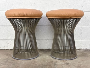 Pair Midcentury Warren Platner Knoll Wire Ottoman Stools