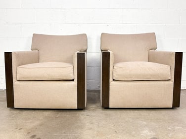 A. Rudin No 694 Pair Custom Order Armchairs on Swivel Base