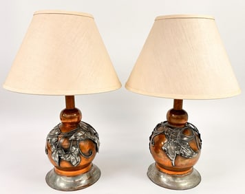 Pair of Antique Mixed Metal Lamps