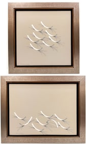 Lot of 2 Manuel Hughes (b. 1938) Oil on Canvas, Graphite Ribbonscapes