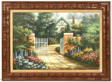 After Thomas Kinkade Hidden Cottage Painting on Canvas