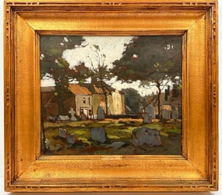Henry Ward Ranger (1858-1916) Oil on Board, The Old Church Yard