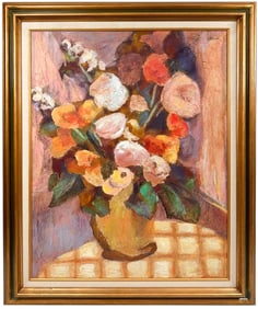 Lois McDonald Obert (1903-1993) Mixed Media on Masonite, Flower Still Life