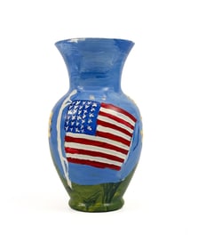 Sam McMillan (b. 1926) AKA The Dot Man Painted Art Glass Vase