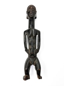 Luba Female Figure Carved Wood Sculpture, 20th Century