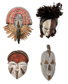 Lot of 4 African Carved Wood Masks