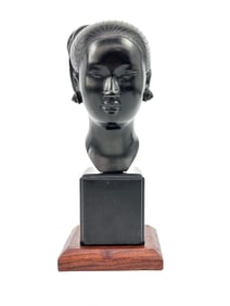 After Nguyen Thanh Le (1919-2003) Bronze Bust of Woman, Vietnamese Art Deco