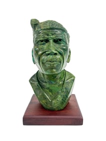 Edward C. Ndoro, Verdite Serpentine Stone, Male Zimbabwean Bust
