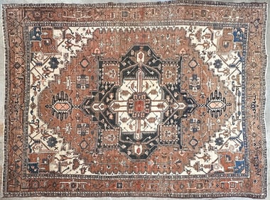 Heriz Style Persian Wool Area Rug 13x10'