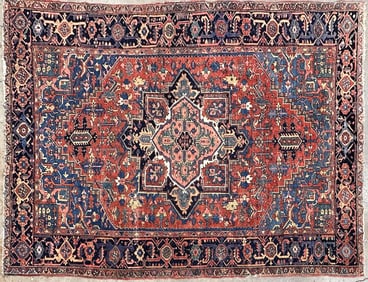 Vintage Heriz Persian Rug 15.5 x 7'