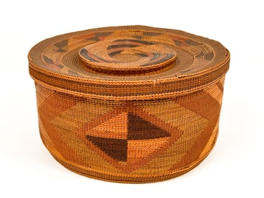 Yakitat Medicine Man's Lidded Basket, Early 20th Century, Alaska American Indian