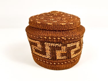 Klamath Basket with Lid, Mid 20th Century, Oregon American Indian
