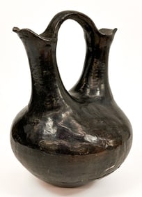 Santa Clara Pueblo Blackware Wedding Vase, Mid 20th Century, New Mexico American Indian, As Is