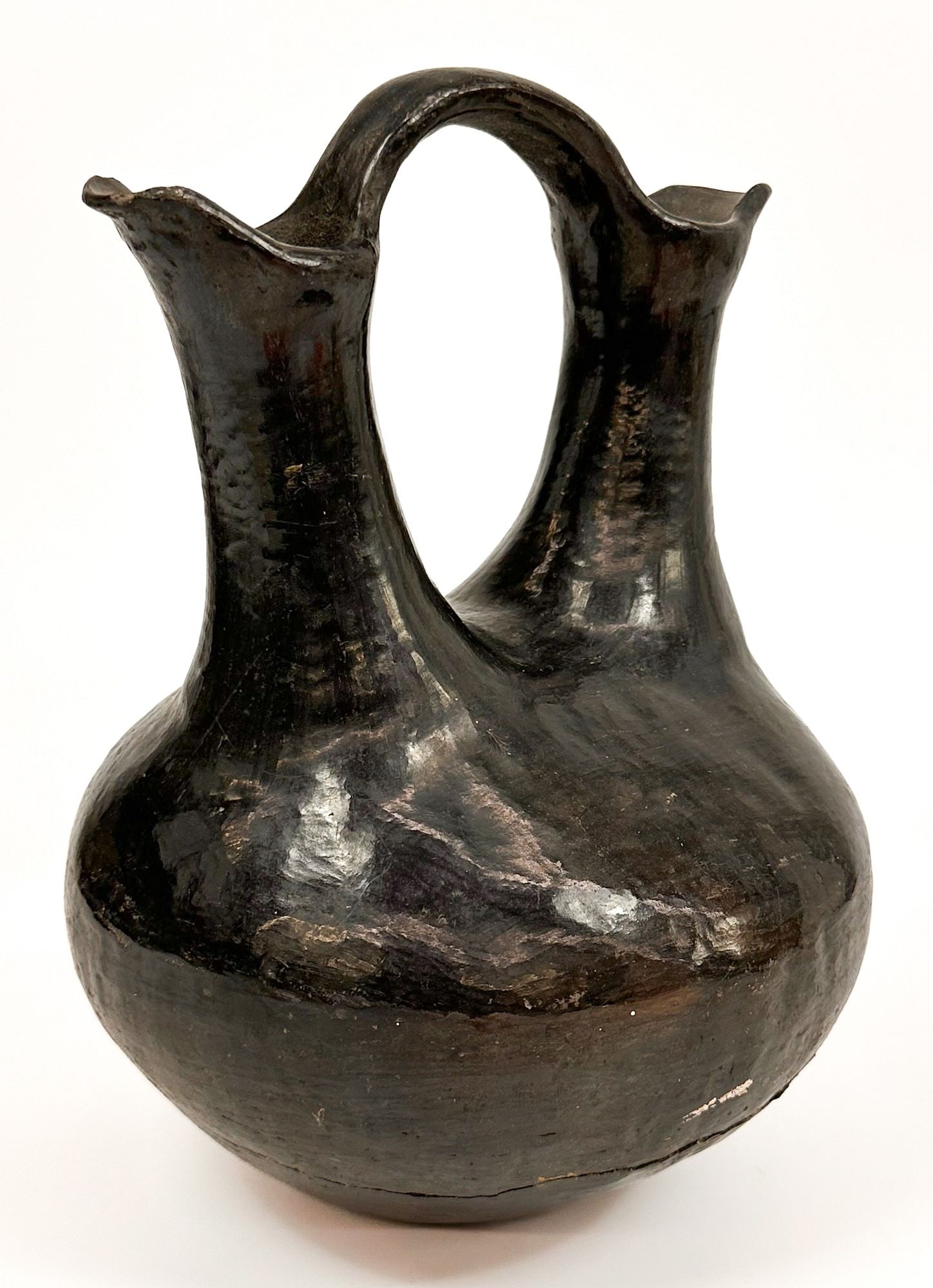 Santa Clara Pueblo Blackware Wedding Vase, Mid 20th Century, New Mexico American Indian, As Is (1 of 6)