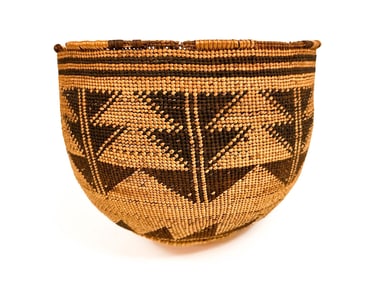 Kurok Woven Basket w/ Flying Geese Pattern, Mid 20th Century, Northern California American Indian