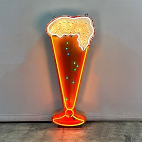 Beer Glass Bulb Vintage Repro Neon Sign