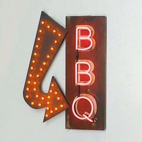 BBQ Animated Arrow Vintage Repro Neon Sign